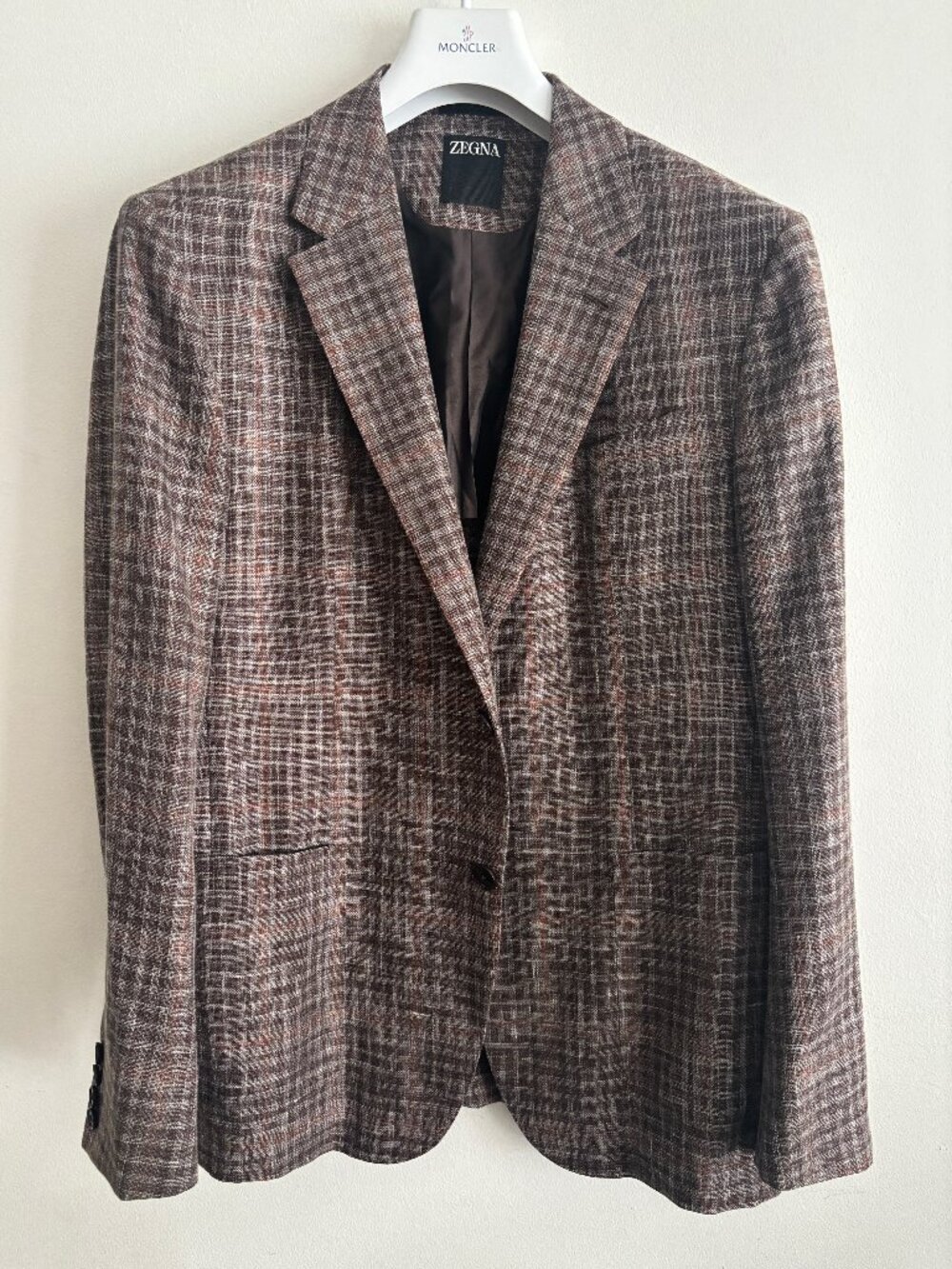 $5400 Zegna Unstructured Brown Plaid Wool/Silk/Linen Sport Coat / Blazer - 44R